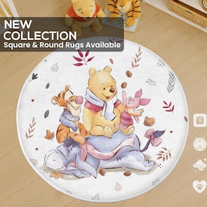Waschbarer Kinderteppich | Winnie Puuh und Friends Honig Design | Babyzimmer, Kinderzimmer & Spielzimmer Lustiger Bereich Teppich | Personalisierung
