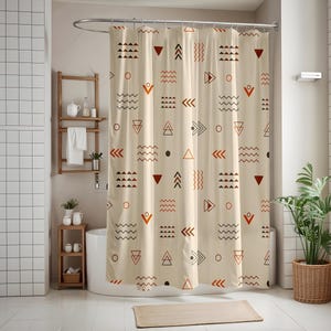 Tenda da doccia con forme geometriche / Tenda da doccia con forme geometriche / Tende personalizzate / Design per tende lunghe / Regalo per lei / Personalizzazione
