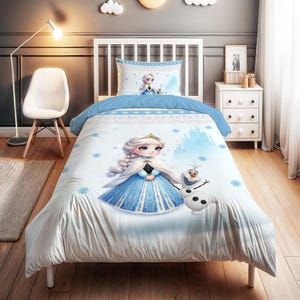 Tiny Frozen Princess Patterned Bedding Set - Personalized Name, Kids Duvet Cover Set, Children&#39;s Room Decor, High-Quality 2-Piece Set