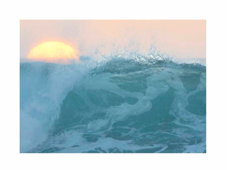 Sunset Wave Ocean Print Film Rincon Puerto Rico Beach Retro Surf Art