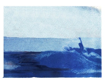 Photography Polaroid Transfer Surfing Beach Art Blue 8x10 Print