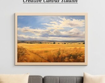 wheat field digital art painting | farm house wall decor | printable wall art #9