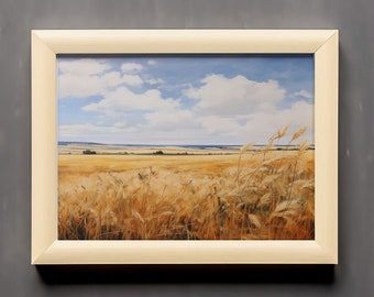wheat field digital art painting | farm house wall decor | printable wall art #10