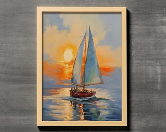 sailboat at sunrise printable landscape #2