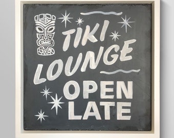 TIKI Lounge - wall art decor, typography, art, design, signage, vintage, americana, resin, screenprint, food