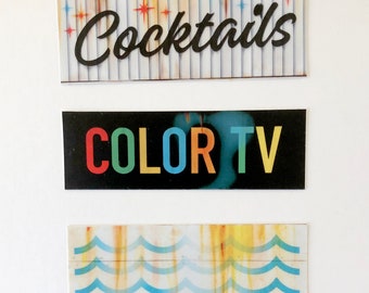 Vintage Sign Inspired Stickers 1"x3" Signage Typography vintage - typography, numbers, design, americana