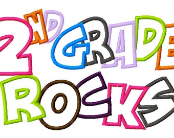 Download 3rd Grade Rocks Applique Designs 5x7 and 8x11 hoop size | Etsy