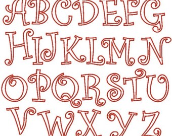 Curlz Applique Monogram Embroidery Font (2in, 3in, 4in, 5in & 6in) INSTANT DOWNLOAD -pes dst jef