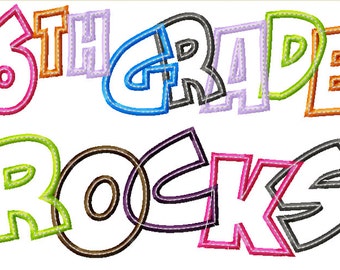 Download 3rd Grade Rocks Applique Designs 5x7 and 8x11 hoop size | Etsy