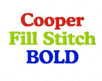 No.19 Cooper Bold Fill Stitch Embroidery Font (1/2in, 3/4in, 1in, 2in, & 3in.) INSTANT DOWNLOAD- now in BX -jef exp dst sew vip hus pes xxx