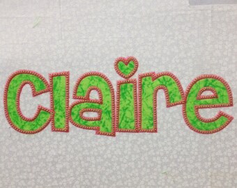 No. 151 Claire Applique Monogram Font Embroidery Designs (1, 2 and 3in) Satin and ZigZag INSTANT DOWNLOAD- BX jef exp dst sew vip hus pes