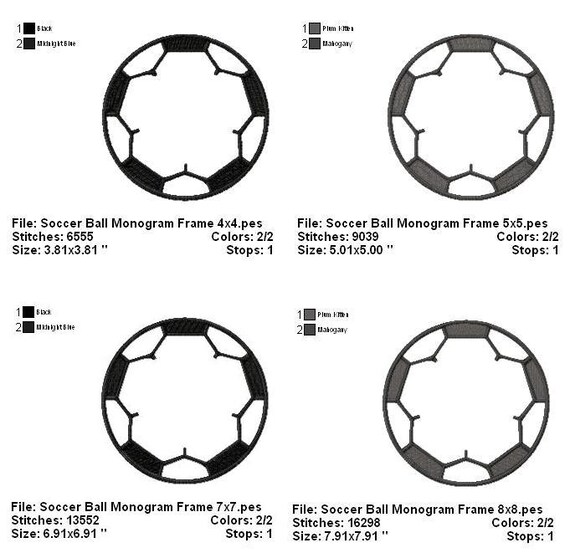 Applique Soccer Ball Monongram Frame Designs 4x4 5x5 7x7 And Zoom