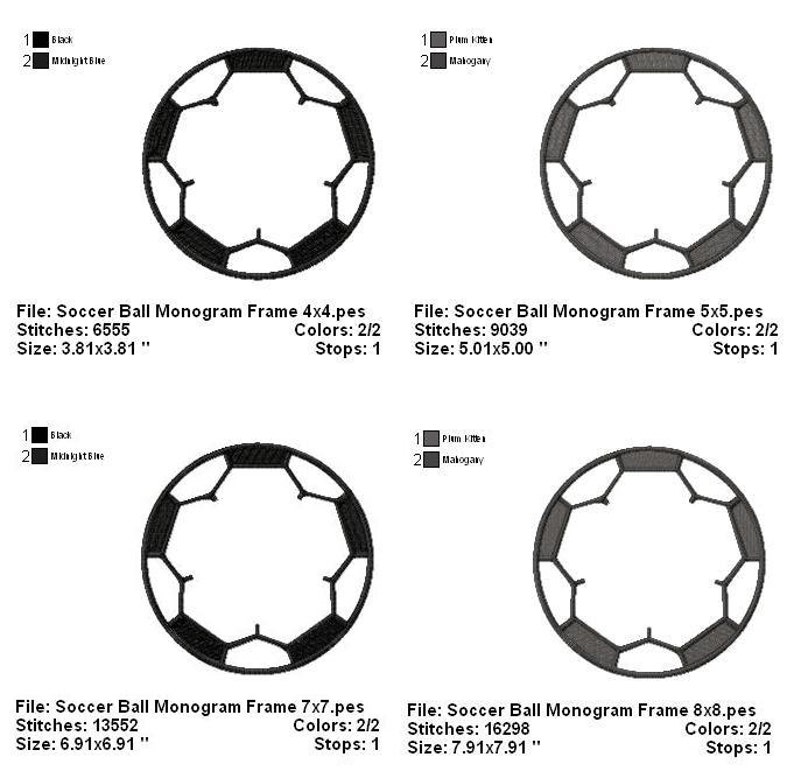 Applique Soccer Ball Monongram Frame Designs 4x4 5x5 7x7 And 50