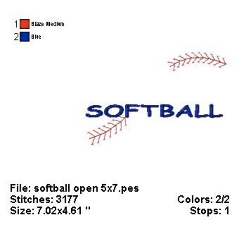 Softball TEAM Applique Frame Designs 5x7 and 8x11 Hoop Size Etsy