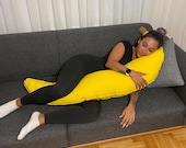 Banana Body Pillow – Long Fun and Cozy Hugging Pillow - Giant Bizarre Plush Hugging Pillow - 70 Inch/180 cm