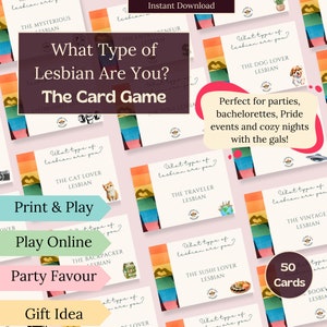 Lesbian Bachelorette Party Game | What Type of Lesbian Are You? | Lesbian Hen Games|  LGBT Party | Pride Month | Printable Games |