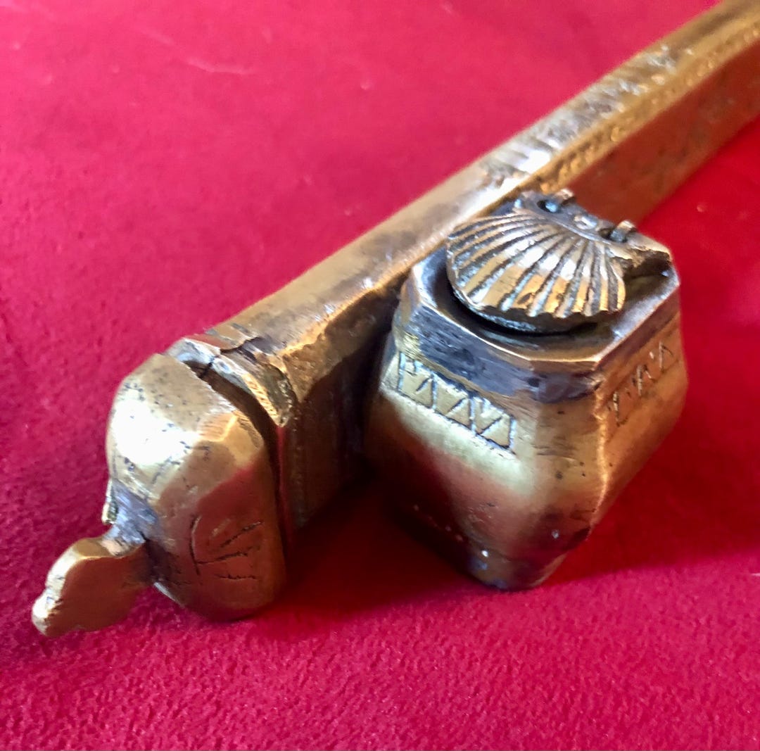 Antique Islamic Brass Inkwell Qalamdan - Middle Eastern Calligraphy ...