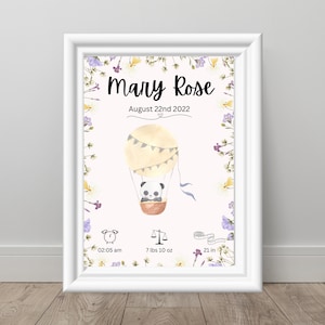Personalised Birth Details Print, Birth Stats Print, Baby Birth Announcement, Nursery Wall Art, Nursery Decor, Personalised Baby Gift
