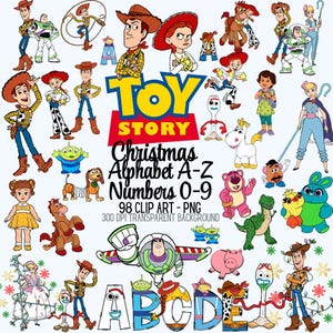 Toy Story png, Toy Story Clipart, Alphabet und Zahl inspiriert von Woody png, Buzz, Jessie, Toy Story Christmas Clipart, direkter Download