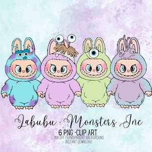 Labubu Clipart, Monsters Inc Clipart, Labubu Aufkleber PNG, Sublimation, Aufkleber, Scrapbooking, Labubu Aquarell Clipart, Monsters Inc Png