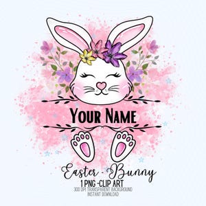 Easter Bunny Clipart, Floral Design, Customizable, Easter Bunny Clipart, Bunny Watercolor, Easter Watercolor Clipart, My First Easter