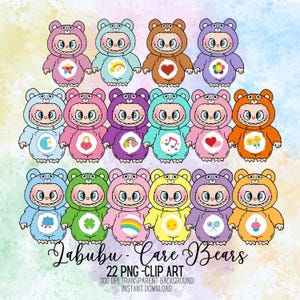 Labubu Clipart, Care Bears Clipart, Labubu png, Labubu Sublimation, Scrapbooking, Osos Cariñosos png, Kawaii Cartoon Stickers, ositos cute