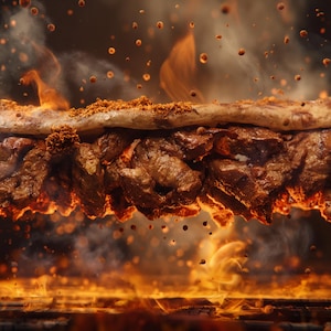 Epic Street Food Fire Art | Kebab Poster Set | Spicy Grill Wall Art | Food Truck Decor Doner Kebab Digital Print | BBQ Skewer Kitchen Banner