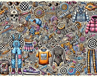 Trendy Fashion Doodle Art - Digital Download for Print, Clothing, Accessories & Decor