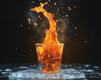 Lava Splash Drink Clipart | High Resolution PNG | Realistic Drink Art | Printable Beverage Clipart | Liquid Splash Art | Ice  Fire Aesthetic