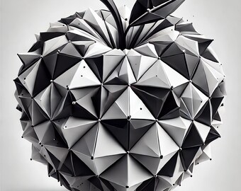 Polygonal Apple – Geometric Abstract Digital Art, Futuristic Low Poly Design