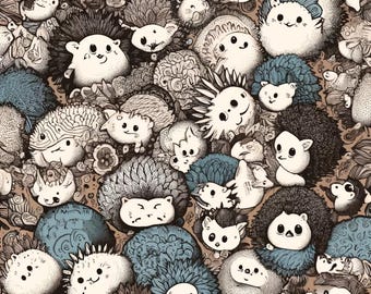 Seamless Hedgehog Doodle Pattern Pack | Dusty Clay #b88a7f & Neptune’s Lagoon #99BFBA | Digital Download | 1080x1920 PNG |  Forest Animals