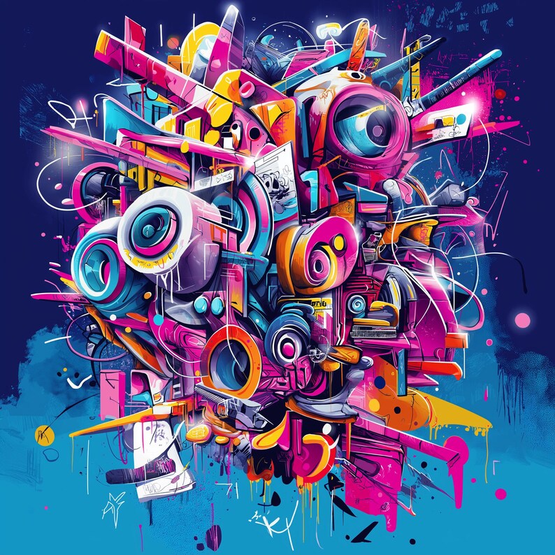 Graffiti Explosion Clipart Pack - 4 Urban Abstract PNG Files - Colorful ...