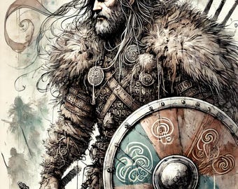 Legendary Viking Warrior Digital Art – Nordic Fantasy Mobile Wallpaper (1080x1920 px)