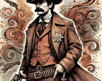 Wild West Sheriff Digital Wallpaper - Vintage Cowboy Art for Mobile Devices (Multiple Sizes)
