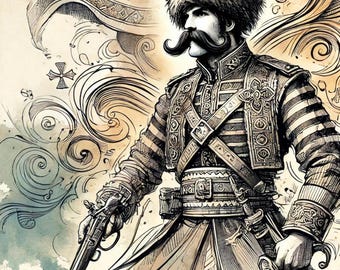 Cossack Warrior Digital Art – Historical Military Mobile Wallpaper (1080x1920 px)