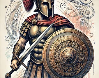 Spartan Warrior Digital Art – Ancient Greek Mobile Wallpaper (1080x1920 px)