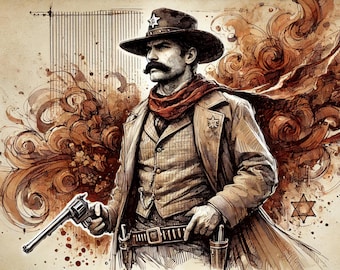 Wild West Sheriff - Vintage Hand-Drawn Art