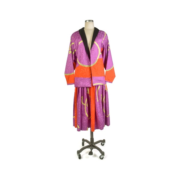 Vintage 80s Suit - 80s Designer Suit - 80s Power Suit - 80s Graphic Suit - 80s Purple Suit - 80s Skirt Suit - Lisa Maghazeh - S - VFG