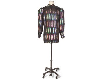 Vintage 80s Dress - 80s Tunic Dress - 80s Mini Dress - 80s Lame Dress - 80s Metallic Dress - 80s Rainbow Dress - Rainbow Lame Dress - VFG