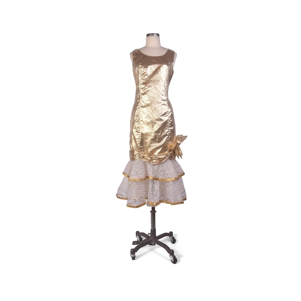 Vintage 80s Dress - 80 Prom Dress - 80s Party Dress - Metallic Prom Dress - Gold Prom Dress - 80s Gold Dress - Large Prom Dress - VFG