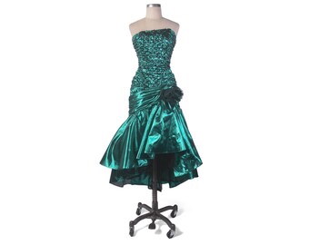 Vintage 80s Dress - 80s Prom Dress - 80s Party Dress - Strapless Prom Dress - Metallic 80s Dress - Zum Zum Dress - 80s Sequined Dress - VFG