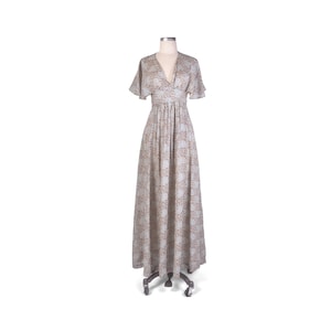 Vintage 70s Dress - 70s Maxi Dress - 70s Floral Dress - 70s Boho Dress - Floral Boho Dress - Butterfly Sleeve - Brown Blue Dress - VFG