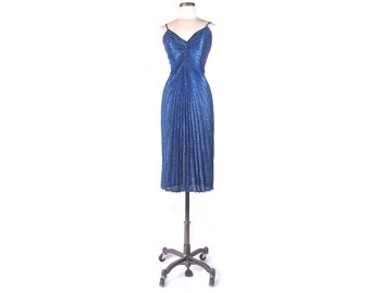 Vintage 70s Dress - 70s Disco Dress - Metallic Blue Dress - 70s Blue Dress - Shiny Disco Dress - Sexy 70s Dress - 70s Lurex Dress - Stash