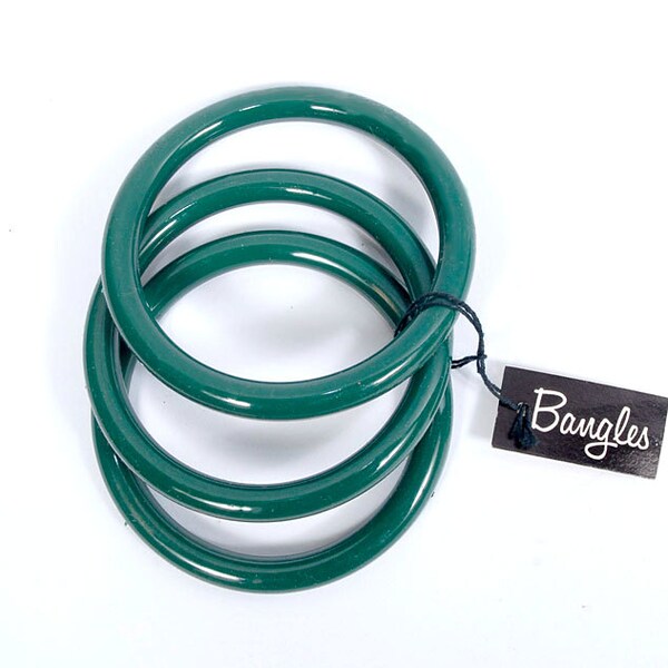 Vintage Bangle Bracelets - Green Bangle Bracelets - 60s Bangles - 60s Bracelets - 60s Green - Mod - NOS - Plastic Bangles - 60s Plastic