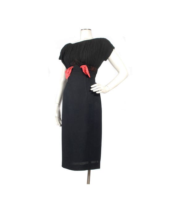 Vintage 50s Dress - Black Party Dress - 50s Hourgl