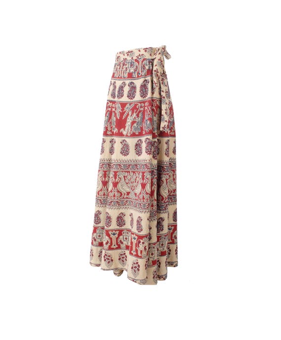 Vintage 70s Skirt - India Block Print Skirt - 70s