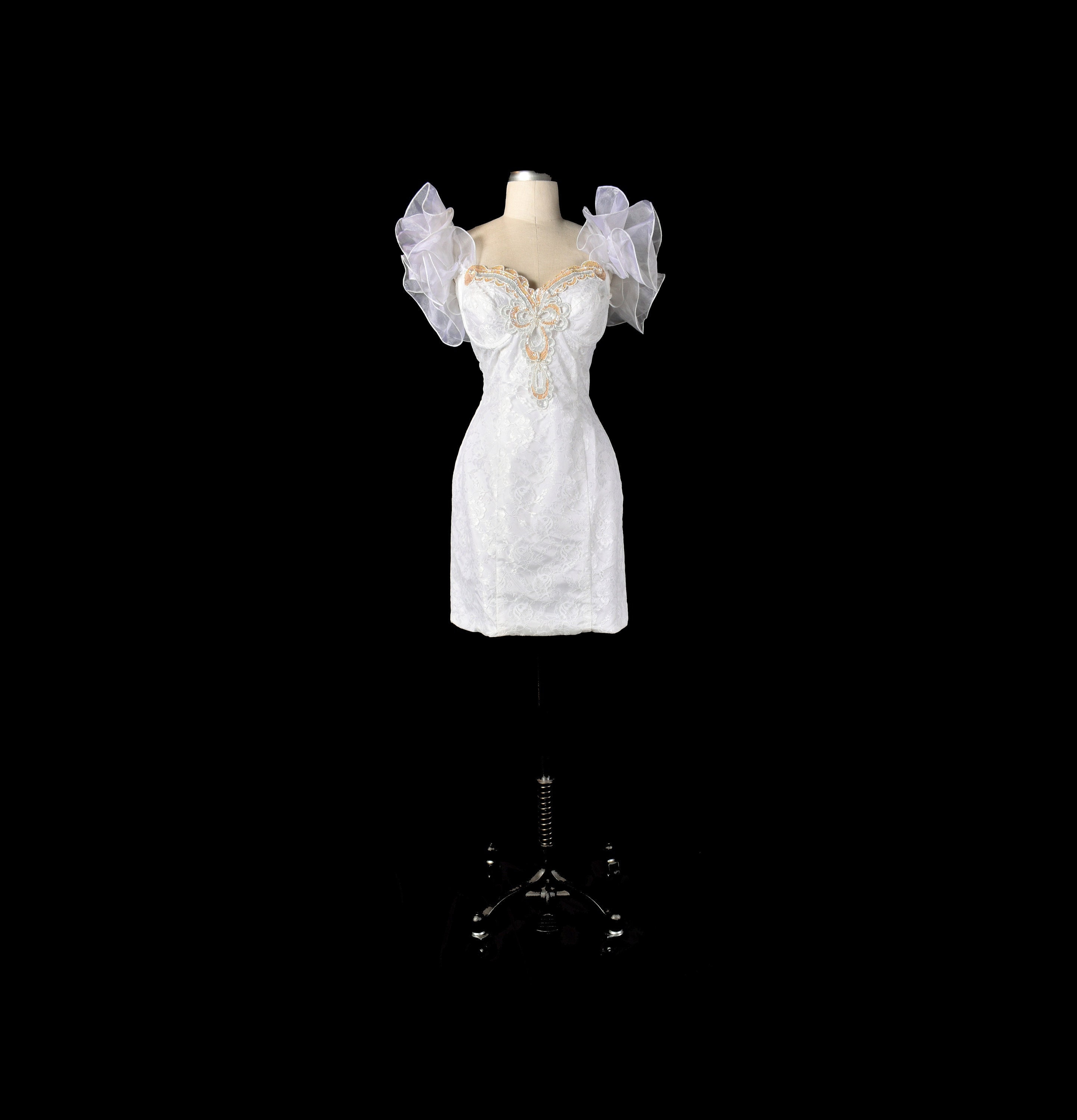 Vintage 80s Dress 80s Prom Dress 80s Party Dress 80s Loralie Dress 80s Sequin Dress 80s Wedding Dress 80s White Dress VFG