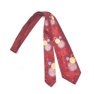 Corbata vintage de los años 40 - Corbata de los años 40 - Corbata de los años 40 - Corbata de satén de los años 40 - Corbata de jacquard de los años 40 - Corbata art déco de los años 40 - Corbata roja de los años 40 - Corbata de los años 50 - VFG