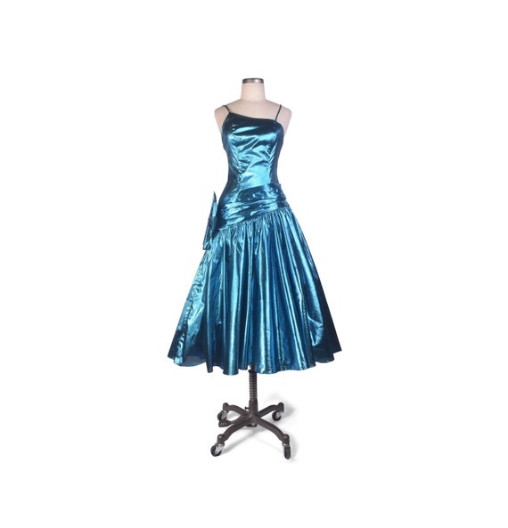 Vintage 80s Dress - 80s Prom Dress - Metallic Prom