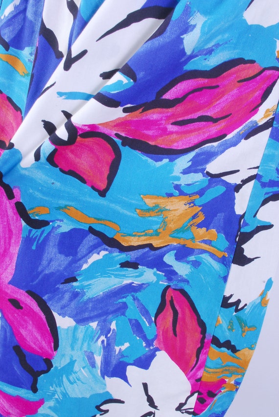 Vintage 80s Dress - One Shoulder Dress - 80s Flor… - image 5